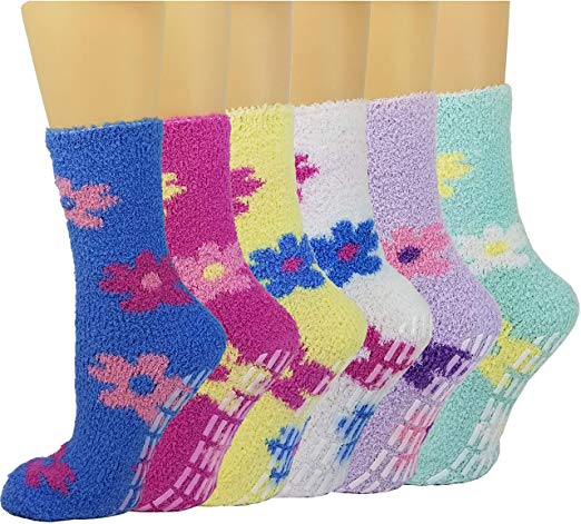 Bright Fuzzy Socks Ultra Soft Womens 6-pack Striped & Solid By DEBRA WEITZNER
