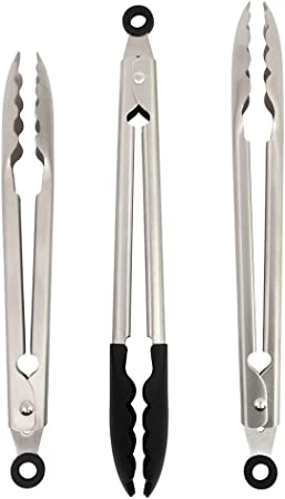 KitchenAid Universal Utility Serving and Silicone Tipped Stainless Steel Kitchen Tongs, Set of 3