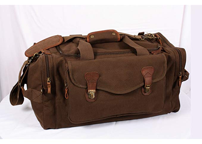 Rothco Canvas Long Weekend Bag, Brown/Leather