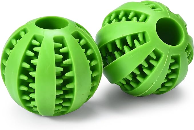 Black Rhino Interactive Dog Chew Toy Ball - Bite-Resistant Dog Treat Ball Dispenser Feeder - Ideal as Dog Puzzle Toys for Dog Boredom, Puppy Teething & Mind Stimulating Training Exercise (Pack of 2)