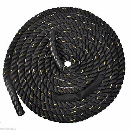 Giantex 1.5" Workout Strength Training Undulation Poly Dacron Battle Rope Black (50ft)