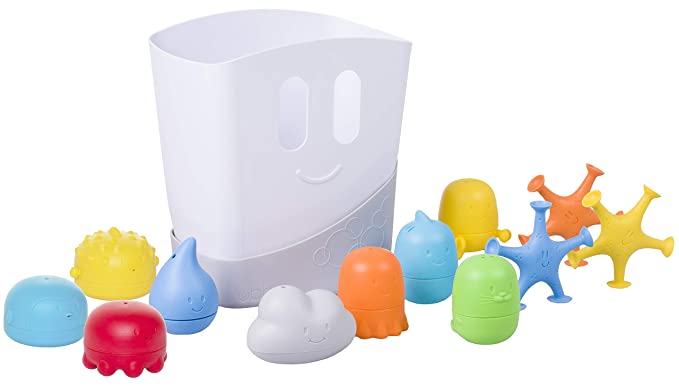 Ubbi Baby Bath Toy Gift Set, Includes Toy Drying Bin and 11 Bath Toys, Dishwasher Safe, Bath Time, Baby Essential Gift