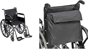 Drive Medical Silver Sport 1 Folding Wheelchair with Full Arms and Swing-Away Footrest   DMI Wheelchair Storage Bag