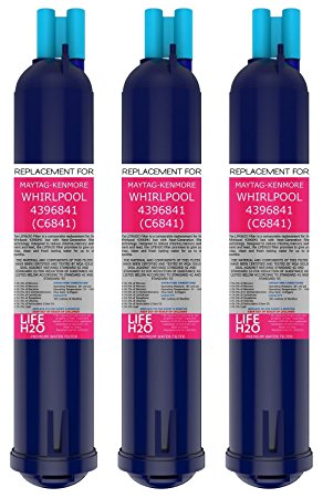 3 Pack Refrigerator Water Filter 4396841 4396710 Filter3 Replacement by LifeH2O | Advanced Filtration Technology | Easy Installation | Compatible with Maytag Whirlpool Kenmore and PUR Fridge Models