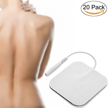 Electrode Pads 20 (2”x2”) - 1 Year Money Back Guarantee. FDA Certified TENS Pads with patented Premium electrode gel made in USA. TENS Electrodes for TENS Unit Muscle Stimulator and TENS Machine
