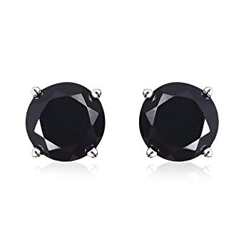 925 Sterling Silver Oval Black Spinel Stud Solitaire Earrings for Women Jewelry Gift