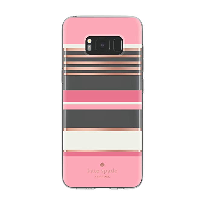 kate spade new york Flexible Hardshell Case for Samsung Galaxy S8 - Berber Stripe Clear/Atlas Pink/Rose Gold Foil/Cream