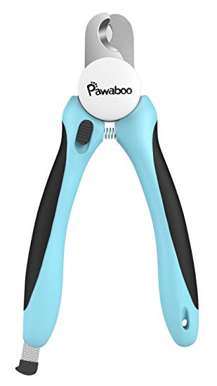 Pawaboo Dog Nail Clippers & Trimmer, With Safety Guard to Avoid Overcutting, High Grade Stainless Steel Sharp Razor, Large Size, With Nail File and Lock Mechanism, Easy Grip Handle, Light BLUE & BLACK