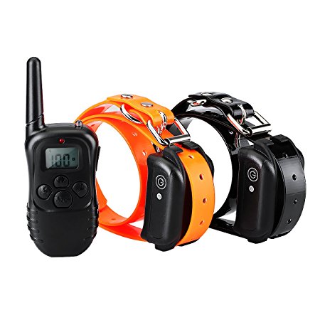 Turbot Dog Training Collar, 330yd Remote 2 Dog Training Collar, Waterproof and Rechargeable Collar with Beep/Vibration/Static/Light Operations, Barking Collar for Large, Medium and Small Dogs