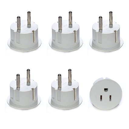 Orei WP_9GNB American To European Schuko Germany Plug Adapters CE Certified Heavy Duty, 6-Pack