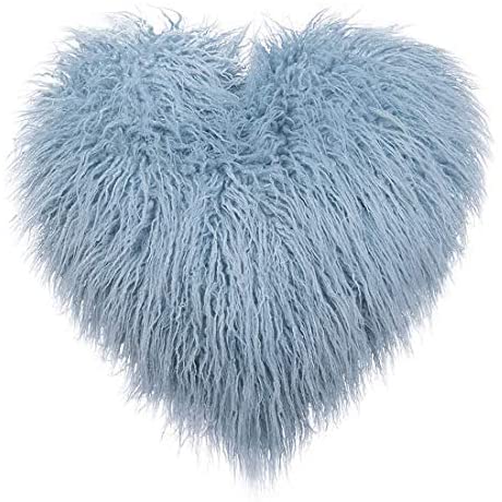 Heart Shaped Deluxe Home Decorative Super Soft Plush Mongolian Faux Fur Throw Pillow Sofa Chair Stuffed Pillow Waist Rest Cushion Stuffed Toy Decor Birthday Gifts Home Bed Decoration