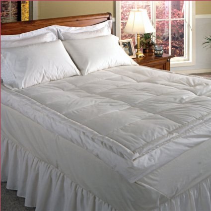Blue Ridge Home Fashion Luxury 5" Down Pillowtop Featherbed, Queen, White