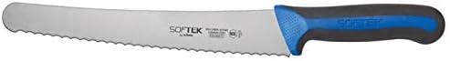 Winco Sof-Tek, 10" Wide Bread/Pastry Knife, Soft Grip Handle,Silver/Black/Blue