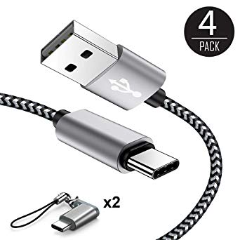 USB Type C Cable, USB C Cable 4Pack with 2 Micro USB to USB C Adapter 1ft 3ft 6ft Braided USB C to USB A Charger Fast Charging Syncing Cords Compatible Samsung Galaxy S9 S8,Google Pixel,LG V20–Black