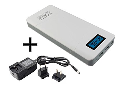 XTPower XT-16000 PowerBank with 15600mAh - set with power apapter - 5V USB and DC out 12 to 24V - for GoPro HERO, Apple iPhone 6 5S 5C 5 4S, Samsung Galaxy S6 S5 S4