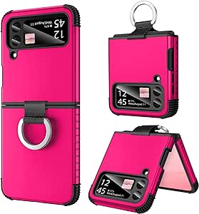 BENTOBEN for Samsung Galaxy Z Flip 3 Case, Z Flip 3 5G Case, Heavy Duty 2 in 1 Full Body Rugged Shockproof Protection Cover with Ring Girls Women Boy Men Covers for Galaxy Z Flip 3 6.7”, Hot Pink