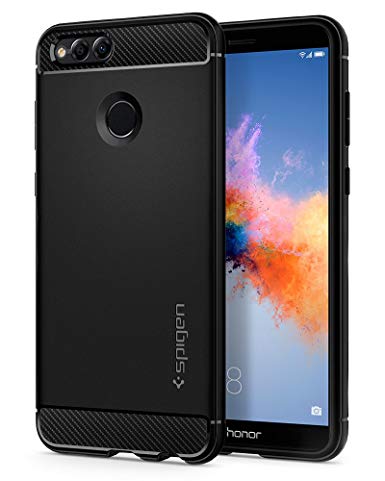 Huawei Honor 7X Case, Spigen [Rugged Armor] [Black] Original Carbon Fiber Design Flexible TPU Perfect Grip Ultimate Protection Phone Case Cover for Huawei Honor 7X (2017) - L20CS22666