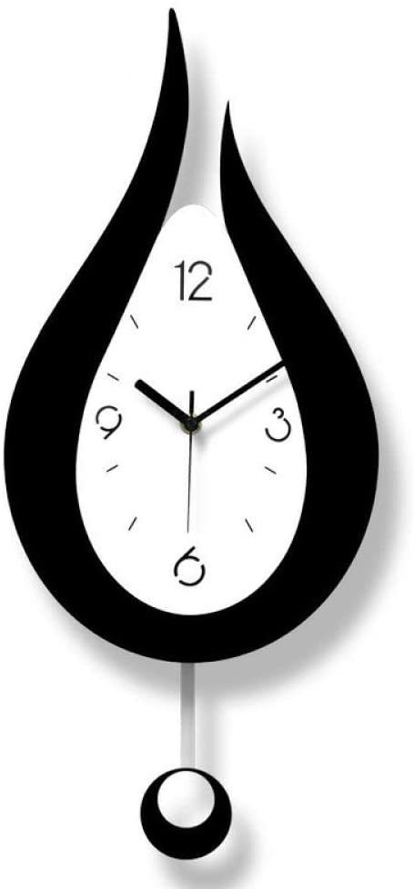 N / A Water Drop Mute Modern Large Wall Clock,Wall Clocks for Living Room Decor Battery Operated,Silent Wall Clock,Acrylic,Black and White,16.5x9.4in