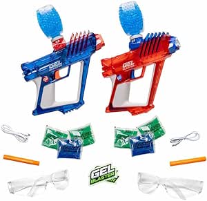 Gel Blaster Nova 2-Pack Red and Blue Nova w/ 60,000 Gellets and Two Sets of Safety Glasses