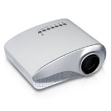 Excelvan Mini LCD LED Multimedia Projector for Home Theater 720P Support PC Laptop HDMI VGA USB SD AV Input 60 Lumens 20 - 100 inches Image Size Silver White