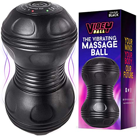 Vibey Ball: Vibrating Massage Ball - 4 Speed - More Powerful Than Normal Foam Rollers - Use for Deep Tissue Trigger Point Therapy. Ideal for Muscle Recovery, Stress Relief & Reflexology