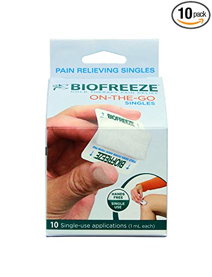 Biofreeze Pain Relief Gel for Arthritis, Fast Acting Cooling Pain Reliever for Muscle, Joint, and Back Pain, 1mL On-the-Go Singles, 10 Count, Topical Analgesic, Original Green Formula, 4% Menthol