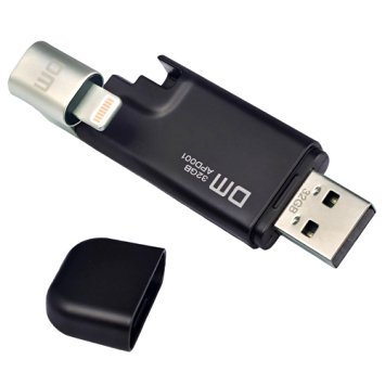 SMARTED Thumb Drive for iPad iPod iPhone USB Flash Drive with Lightning Adapter Connector External Storage Memory Stick [Apple MFi Certified] Black 32GB