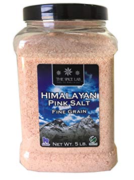 The Spice Lab Pink Himalayan Salt - Gourmet Pure Crystal - Nutrient and Mineral Dense for Health - Kosher and Natural Certified - X-Fine 5 Pound Tub