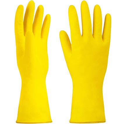 SteadMax 2 Pack Rubber Gloves, Professional Reusable Latex Gloves, Medium Size (2 Pairs)
