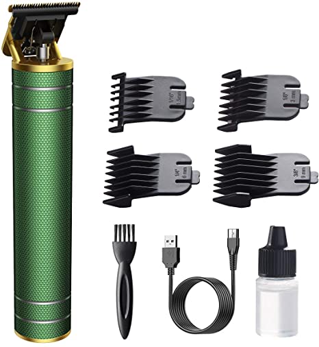 OriHea Electric Pro Li Outliner, 1500mah T-Blade Trimmer Hair Clippers for Men, Zero Gapped Detail Beard Shaver Barber Salon Grooming Cutting Kit, Waterproof Titanium & Ceramic Blades - Green