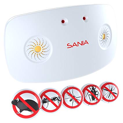 SANIA TomCat – Dual Speaker Ultrasonic & Electro Magnetic Pest Repeller–Electronic Deterrent for Home - Effective Sonic Defense Repellant Keeps Roaches, Spiders, Mosquitos, Mice, Away (1)