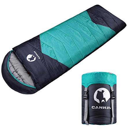 CANWAY Sleeping Bag with Compression Sack, Lightweight and Waterproof for Warm & Cold Weather, Comfort for 4 Seasons Camping/Traveling/Hiking/Backpacking, Adults & Kids