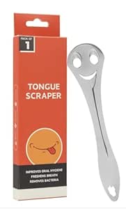 Tongue Scraper |Clean Tongue for Fresher Breath - 100% Stainless Steel Oral Hygiene ToolDesigned for both kids and adults, with travel case, Silver