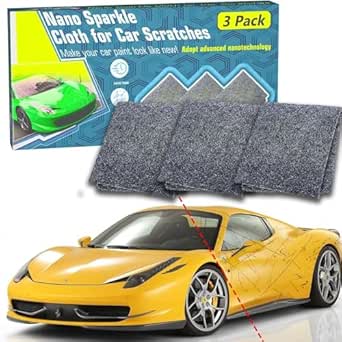 3 Pack Nano Sparkle Cloth for Car Remover, 2024 Upgrade Nano Sparkle Cloth for Car Scratches, Nano Scratch Repair Cloth Buff Out Light Scratches and Water Spots On Car-Gray