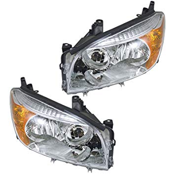Headlights Headlamps Left & Right Pair Set for 06-08 Toyota Rav4 Rav-4