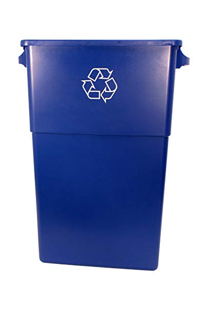 Genuine Joe GJO57258 Recycling Rectangular Container, 28 Gallon Capacity, 22-1/2" Width x 30" Height x 11" Depth, Blue
