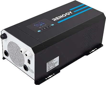 Renogy 2000w Pure Sine Wave Inverter Charger 12V DC to 120V AC Surge 6000w Off-Grid Solar Inverter Charger for RV Boat Home w/LCD Display, Auto Transfer Switch, Compatible with Lithium Battery