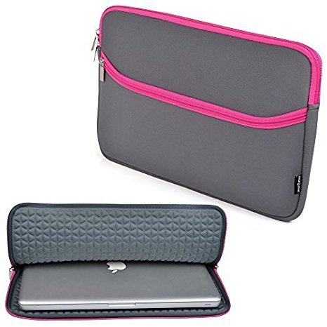 Case Star 15 Inch Neoprene Sleeve Case with Anti-Shock EVA Foam Shock-Resistant Padding for Apple Macbook Pro 15.6 with or without Retina Display / 15 Inch Chromebook Laptop ("U" - GY/HP)