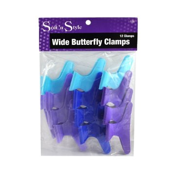 Butterfly Clamps 1-dozen * Size: Large 3" * Assorted Colors