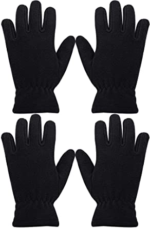 Cooraby 2 Pairs Kids Winter Gloves Polar Fleece Warm Gloves for Winter Cold Weather Supplies