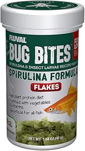 Fluval Bug Bites Fish Food with Spirulina, Flakes for Small to Medium Sized Fish, 1.59 oz., A7355