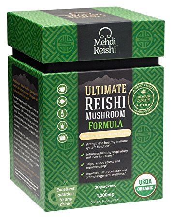 Ultimate Reishi Mushroom Formula by Mehdi Reishi – 30 Servings, 1,000mg–100% Pure, Natural, Organic Spores & Extract–Ganoderma Lucidum Coffee, Lingzhi – High Potency Beta-Glucan, Triterpenes