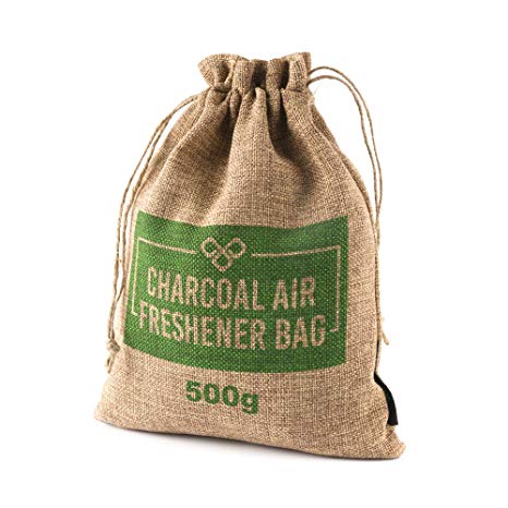 VITCHELO Bamboo Charcoal Deodorizer Bag. Natural Odor Eliminator, Car Air Freshener, Room Freshener & Closet Deodorizer. Reusable Charcoal Odor Absorber for Home Use (500g, Brown)