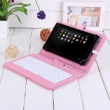 Masione Keyboard and Case for 7-Inch Tablets 7 Inch USB TO Micro USB Keyboard Pink
