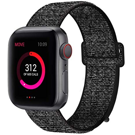 INTENY Sport Band Compatible with Apple Watch 38mm 40mm 42mm 44mm, Soft Lightweight Breathable Nylon Sport Loop, Strap Replacement for iWatch Series 4, Series 3, Series 2, Series 1