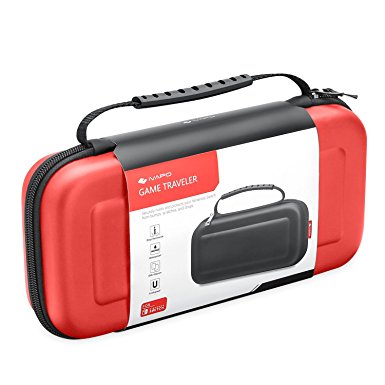 Handbag for Nintendo Switch, iVAPO Portable Shatter Resistant Hard Carry Case for Nintendo Switch (2017)-Red