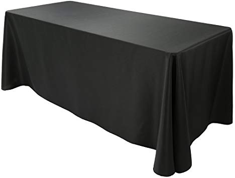 E-TEX Oblong Tablecloth - 90 x 156 Inch - Black Rectangle Table Cloth for 8 Foot Rectangular Table in Washable Polyester