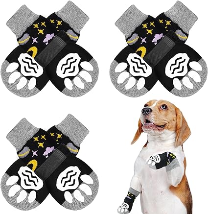 PUPTECK Non Slip Dog Socks for Hot Pavement with Grips, Dog Shoes for Hardwood Floors Licking Booties for Small Medium Large Size Dogs, Summer Paw Protector Pads with Grips for Senior Dogs