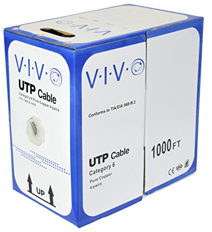 New Full Copper 1,000 ft bulk Cat6 Ethernet Cable / Wire UTP Pull Box 1,000ft Cat-6 Grey ~ VIVO (CABLE-V009)