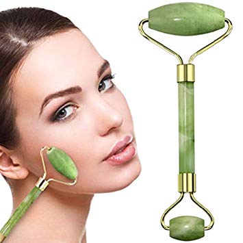 Jade Roller Face Massager With Natural Anti Aging Jade Stone For Face Eye Massage Derma Cream Roller (Green) - Authentic Himalayan Jade Stone